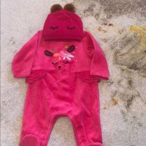 Catimini velour footie with matching hat